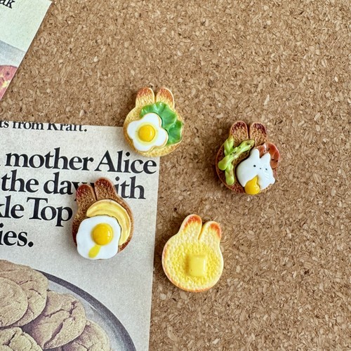 4个装兔子面包鸡蛋造型木钉按钉毛毡板留言绘画钉办公文具软木钉