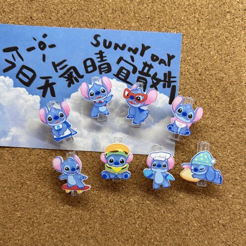 8个装创意史迪仔不伤照片夹子图钉软木板工字钉ins照片墙毛毡板