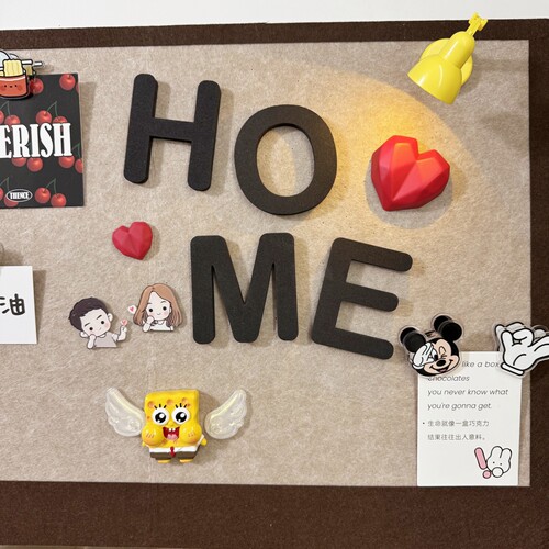 HOME毛毡板黑色字母图钉软木板工字钉幼儿园创意ins照片墙毛毡板