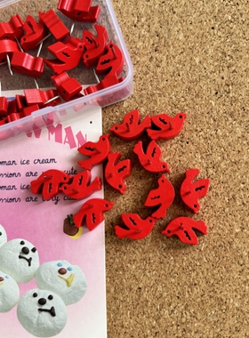 30枚/盒红色小鸟图钉标注地图标记毛毡板幼儿园照片墙装饰软木板