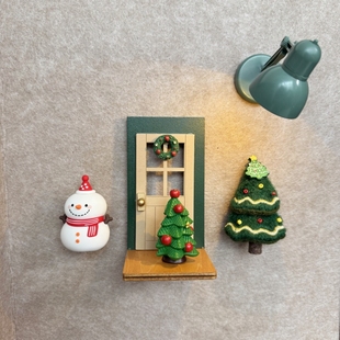 创意复古日系圣诞门框图钉毛毡圣诞树毛毡板装饰软木板照片墙按钉