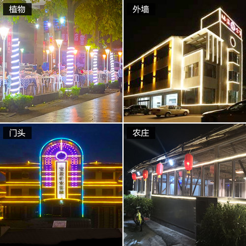 led霓虹灯带柔性圆形七彩闪烁变色装饰户外防水软灯管线条灯220v