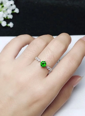 S925银戒指空托圆形彩宝蛋面可镶