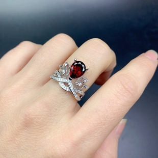 S925纯银石榴石戒指成品空托尺寸6*8 7*9mm陆沉生日光与夜之恋
