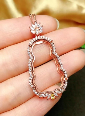 s925可镶嵌翡翠碧玉观音吊坠空托