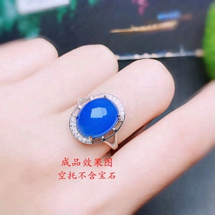 新款S925银戒指空托大尺寸10*14mm来石代镶嵌翡翠碧玉等戒面