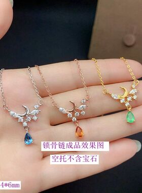 抖音纯银水滴形时尚风轻奢锁骨链