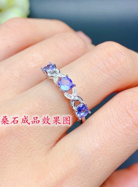s925银女群镶排戒戒指也能空托