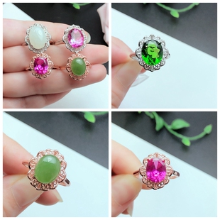 S925银椭圆戒指空托大尺寸8*10 9*11 10*12 10*14mm可来石镶嵌