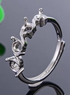 s925银女款群镶多粒来戒指空托