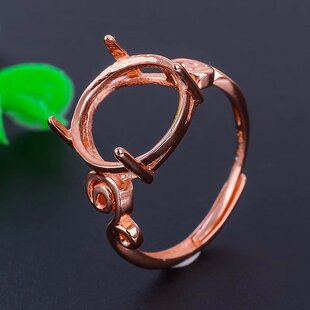 S925银女款圆形 戒指空托大尺寸圆12*12mm可代镶嵌翡翠南红等宝石