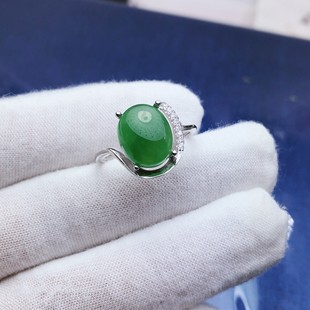 S925银 戒指空托9*11mm来石代费镶嵌水晶翡翠等素面刻面裸石