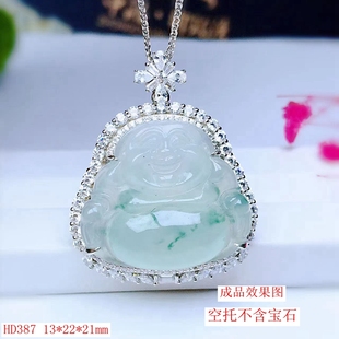 定制925银佛公吊坠空托银托来石代镶嵌翡翠碧玉 选样起板加工订做