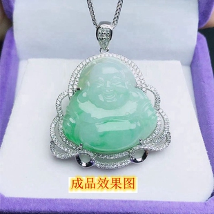 925银佛公吊坠空托宽16*25*25mm可镶嵌翡翠碧玉玉佛加工定做