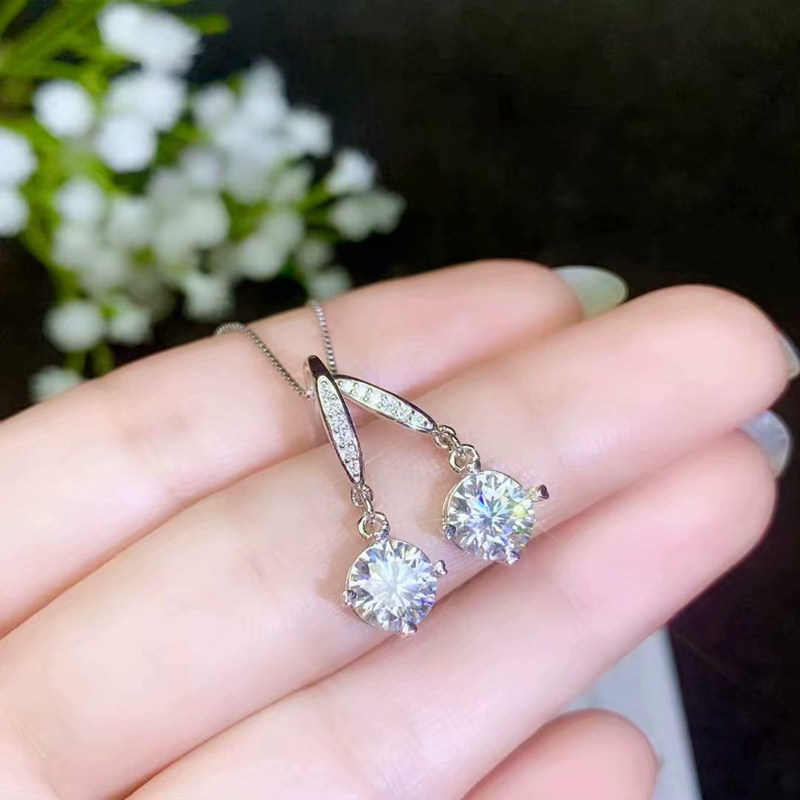 S925银克拉钻耳坠耳钉耳环成品