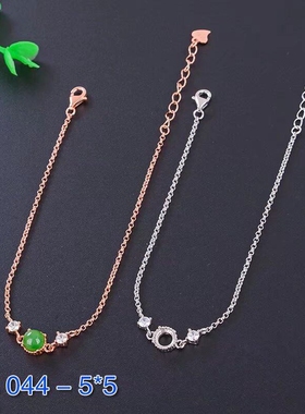 s925银简单圆形手链来欧泊镶嵌