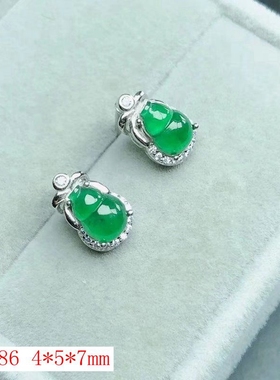 新S925纯银葫芦耳钉耳饰银空托尺寸4*5*7mm时尚流行简约DIY配件