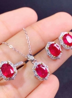 S925纯银豪华款套装银空托尺寸 5*7mm戒指吊坠耳钉网红银饰配件