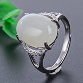 S925纯银女椭圆戒指银空托10 14mm时尚 简约百搭DIY戒托配件活口