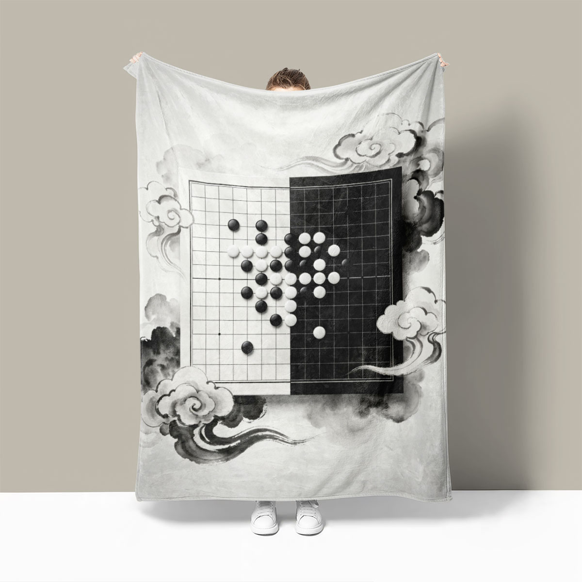 围棋法兰绒毛毯卧室宿舍办公室盖毯保暖休闲毯披肩成人四季通用