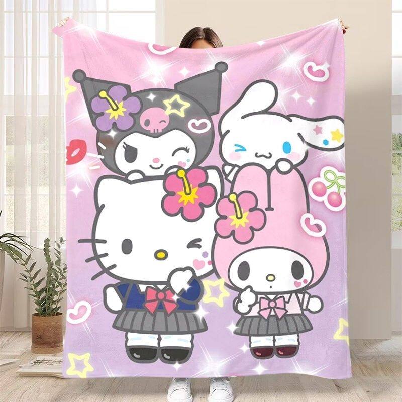 HelloKitty动漫卡通法兰绒毛毯宿舍办公室盖毯保暖休闲毯披肩女生