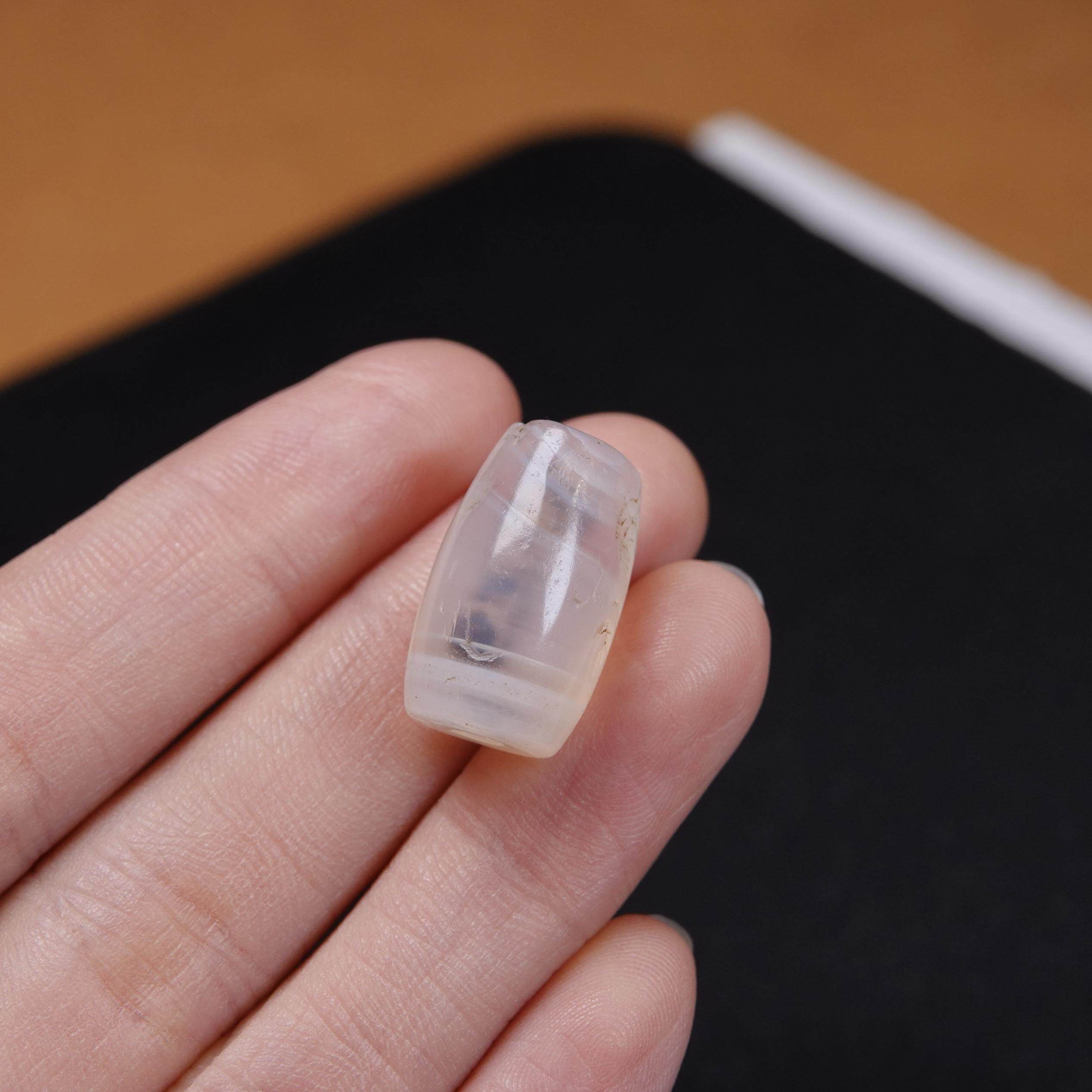 藏系天然老玛瑙桶珠包浆磨损细腻舒适文玩纯手工DIY念珠项链顶珠