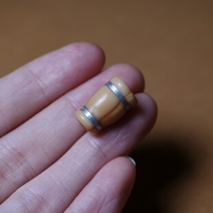 佛头猛犸牙老高白断补佛塔配珠超润大孔道文玩DIY束尾三通