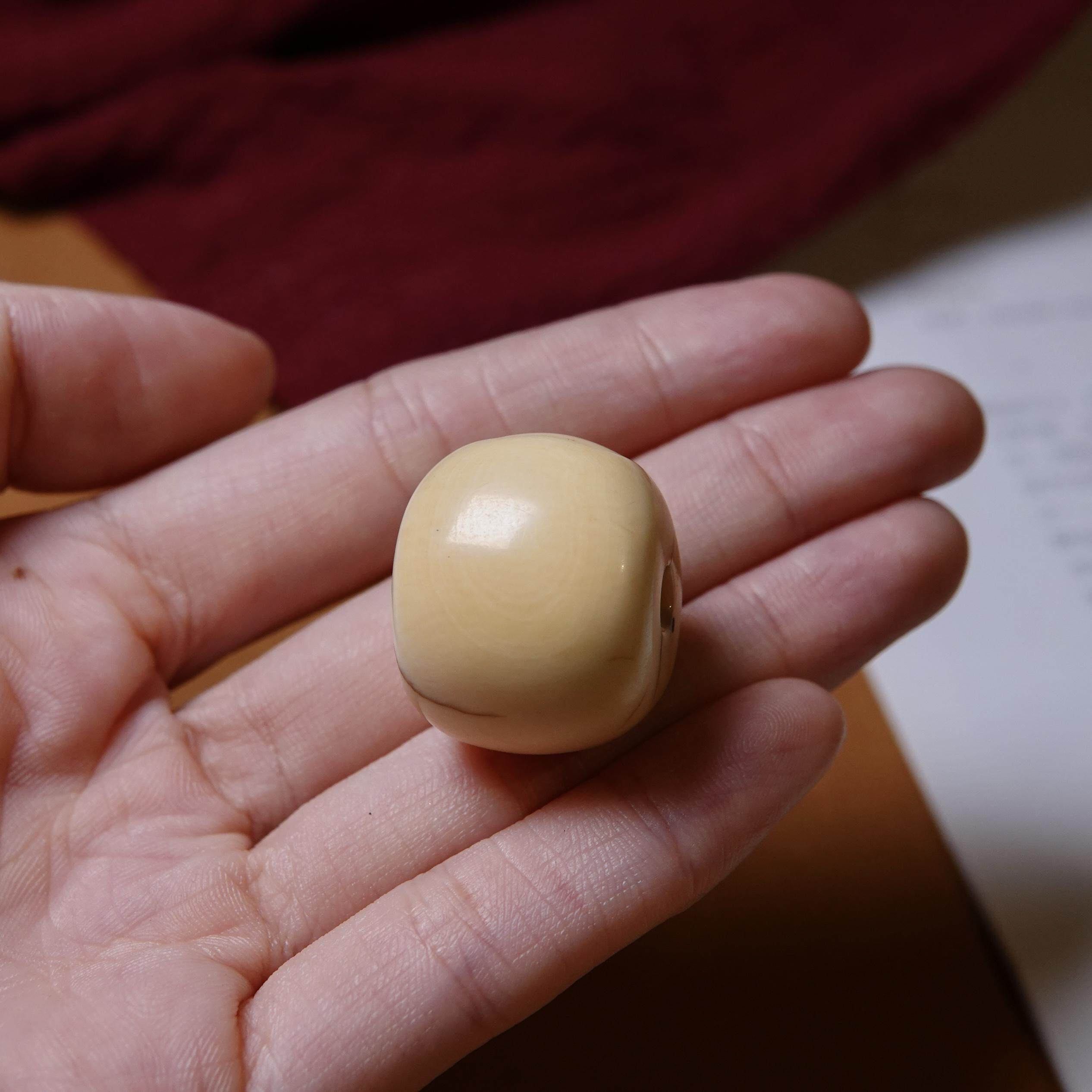 藏传老高白猛犸牙果冻料佛头三通文玩纯手工DIY念珠佛头吊珠配珠