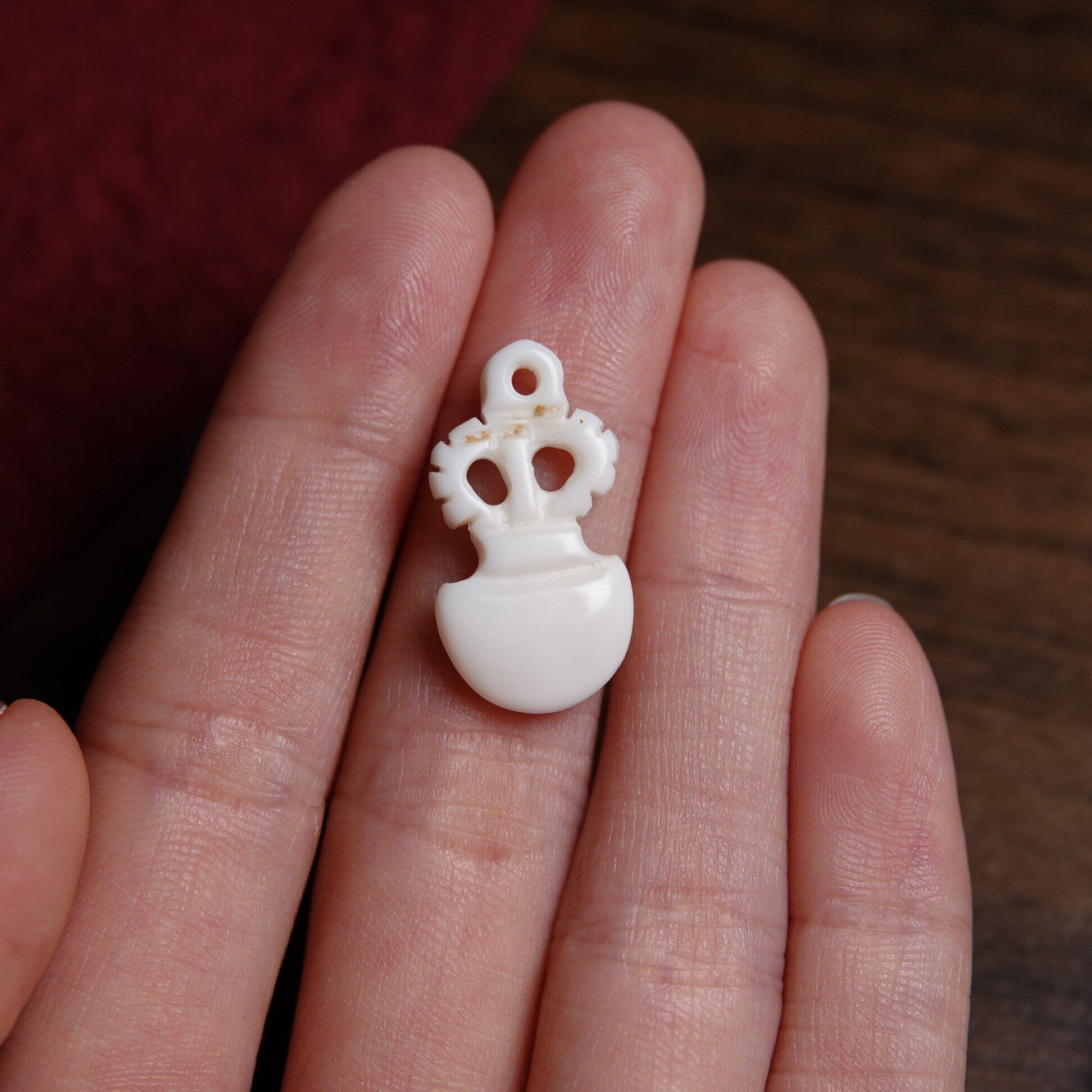 牧区老白螺手雕金刚钺刀老挂件全品洁白磨损到位文玩DIY念珠侧挂