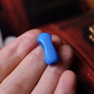 牧区蓝色树脂料器一体式大孔道三通佛头配件文玩手工DIY念珠束尾