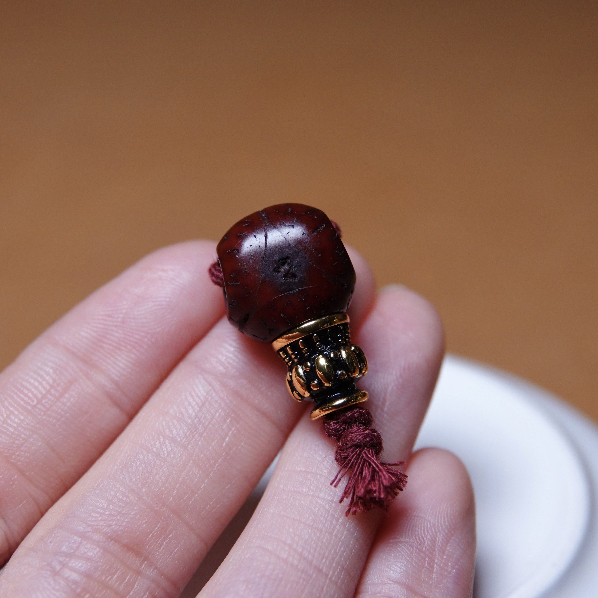 牧区老凤眼菩提籽三通佛头配件龙眼品相文玩纯手工念珠手串束尾