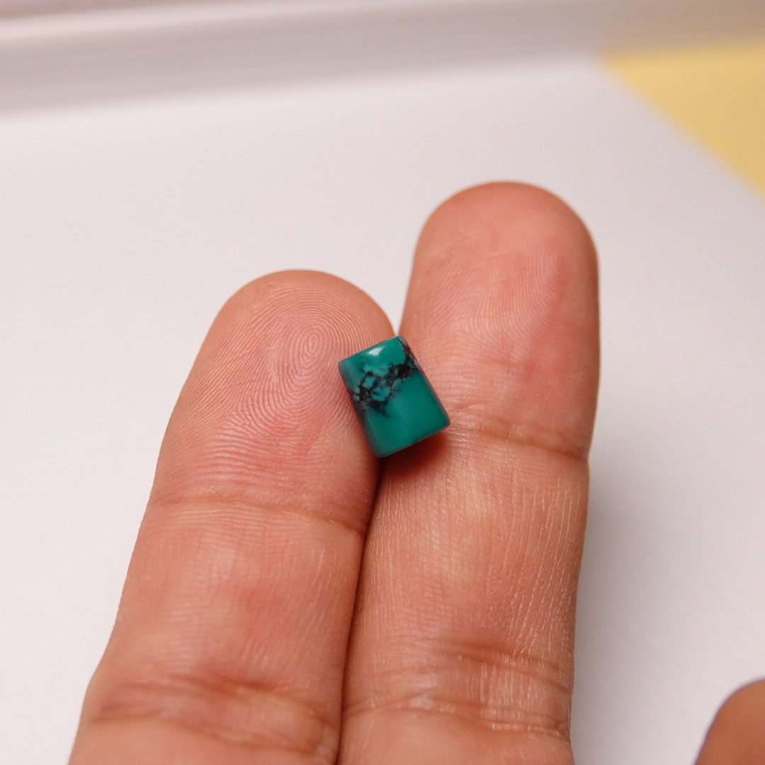 7mm*8.3mm玉化老绿松石佛塔三通配饰文玩侧挂DIY设计一物一图