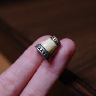 牧区猛犸牙双色铜镶嵌连珠佛塔单珠文玩手工DIY念珠束尾百搭配饰