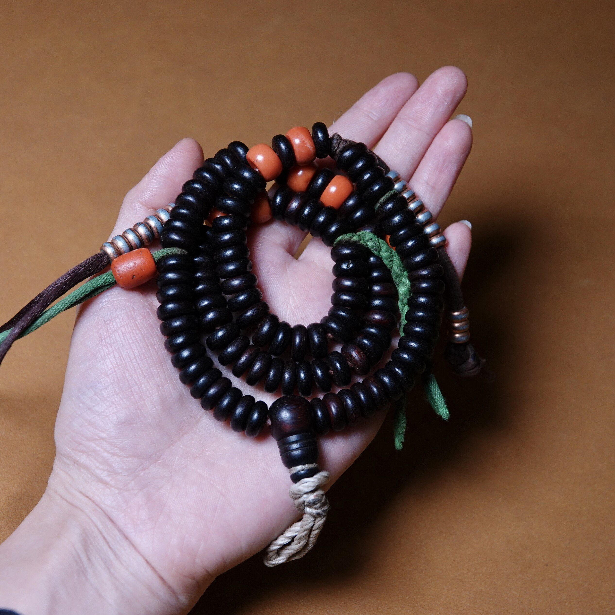 牧区原生态直切算盘珠老紫檀佛珠老琉璃一套文玩DIY随身配饰