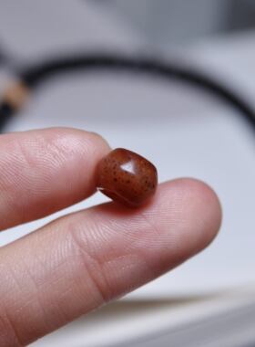千年9.2mm糖化红糖玛瑙玉髓隔珠文玩藏传配珠研磨孔西周焦糖玛瑙