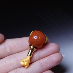 天然原矿老南红三通佛头配珠文玩纯手工DIY念珠手持束尾百搭配饰