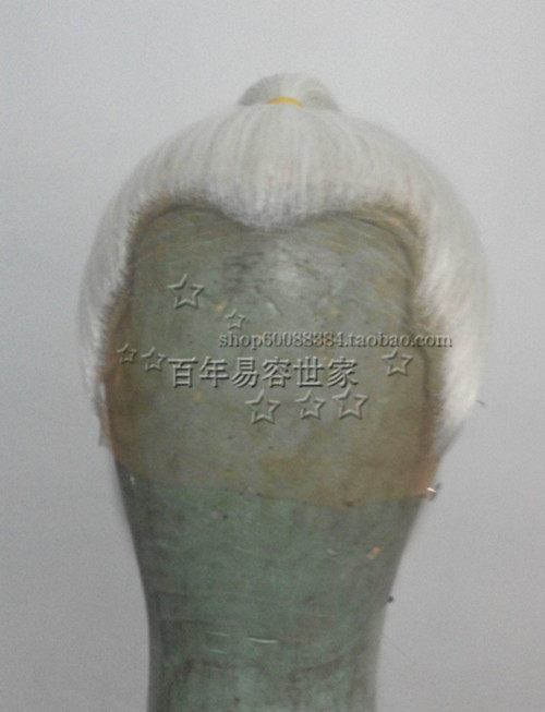 白色道士头套 影视假发 白色道士头套 影视道士头 前脸粘纱假发