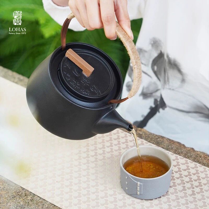 陆宝快雪时晴陶壶煮水壶复古紫铜提梁耐热烧茶壶围炉煮茶壶烧水壶