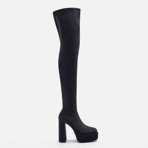 ZABATANA长靴粗跟防水台过膝靴