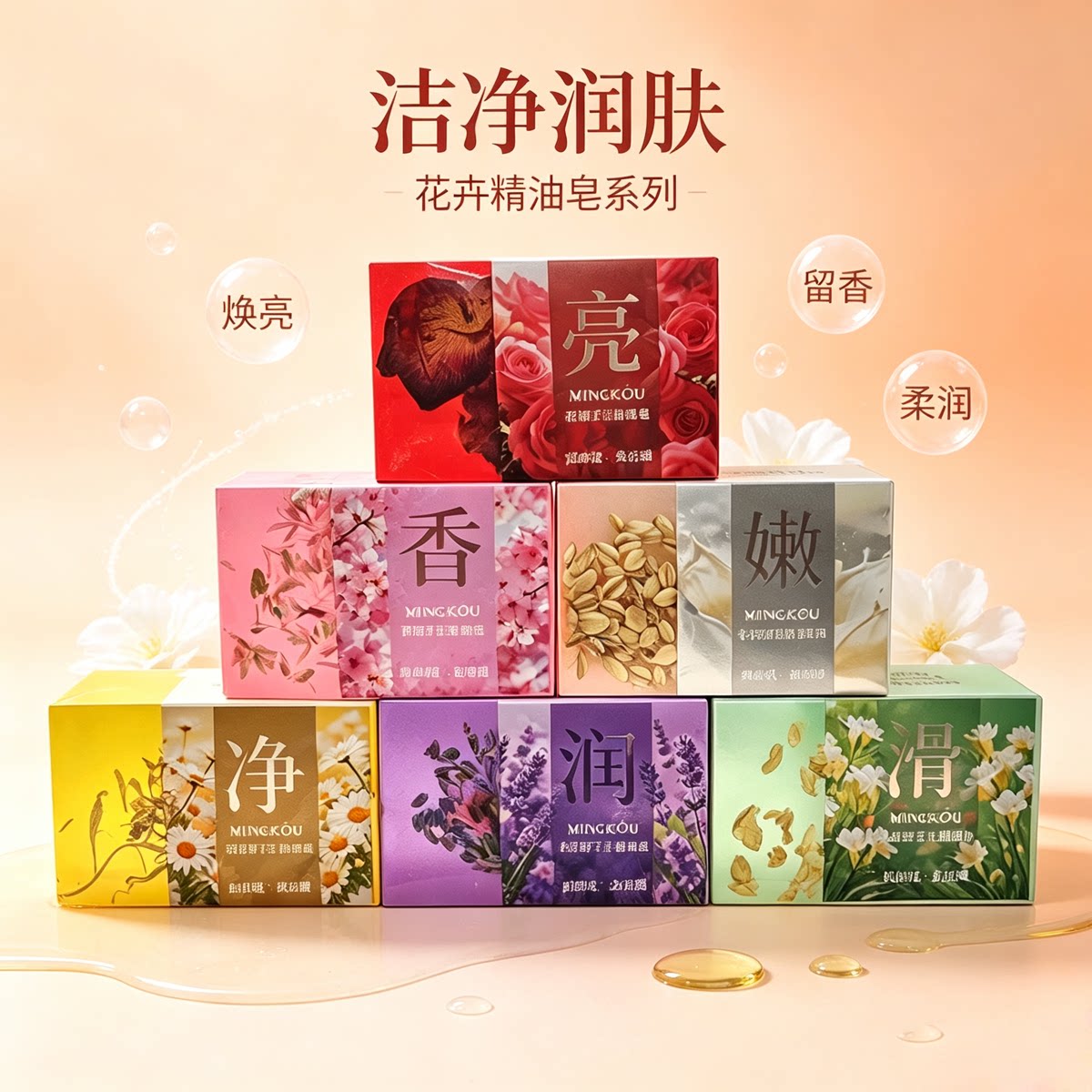 名蔻玫瑰洋甘菊牛初乳保湿香皂