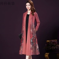 Áo cardigan nữ in size lớn 2018 mùa thu mới thanh lịch thời trang khăn quàng cổ khâu áo khoác gió - Trench Coat áo khoác vest nữ