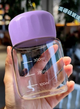 胖胖杯大号牛奶杯豆浆杯带刻度耐高温咖啡杯子便携水杯可加热玻璃