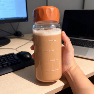 大号密封玻璃杯家用耐高温胖胖杯便携小水杯摇摇杯子咖啡杯豆浆杯