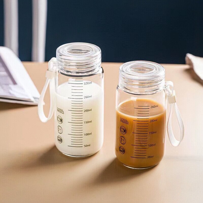 高硼硅玻璃杯水杯刻度杯牛奶杯咖啡杯便携早餐杯豆浆杯外带小杯子图片