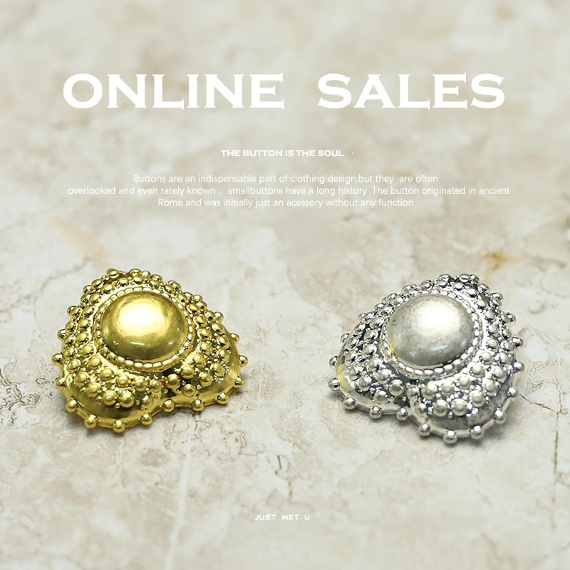 YES艺森爱心合金扣子小众设计复