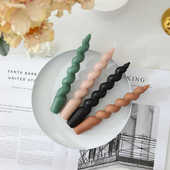 复古氛围桌面装 麻花螺纹扭扭蜡烛法式 饰 螺旋形香薰蜡烛 ins风法式