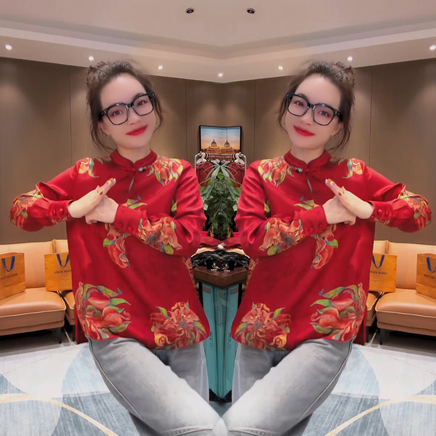 春季高级感新中式立领盘扣印花衬衫女长袖宽松显瘦常规款红色上衣,女装/女士精品,短外套,淘宝优惠券,粉丝福利购,淘宝优惠卷