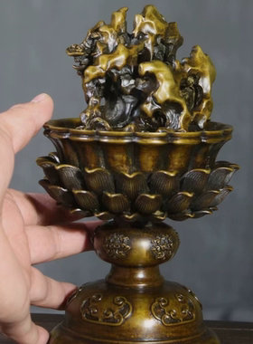 陈巧生青烟供养玉玲珑香炉仿古宣德炉巧生青烟供养玉玲珑文玩摆件