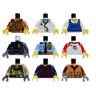 LEGO乐高人仔身体医生警察小偷儿童格子衫 工作服夹克配件全新正品