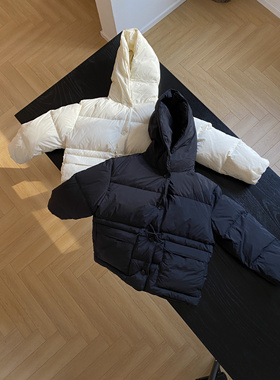 韩国进口抽绳显瘦连帽鹅绒羽绒服女短款小个子加厚保暖面包服